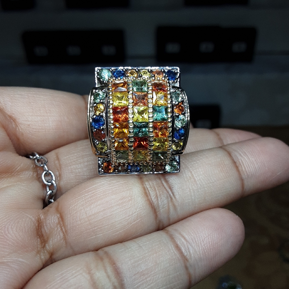 925 Genuine Multi Sapphire Ring.